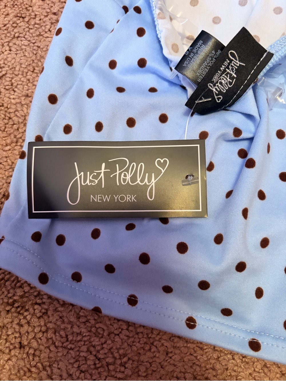 Light Blue Polka Halter Tank Top with Brown Dots - Picture 2 of 3